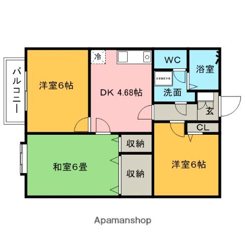 セフィラ南(3DK/2階)の間取り写真