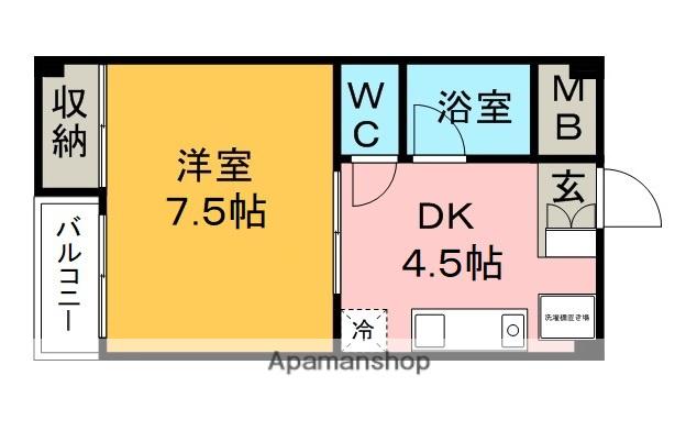 石村ビル(1DK/3階)の間取り写真
