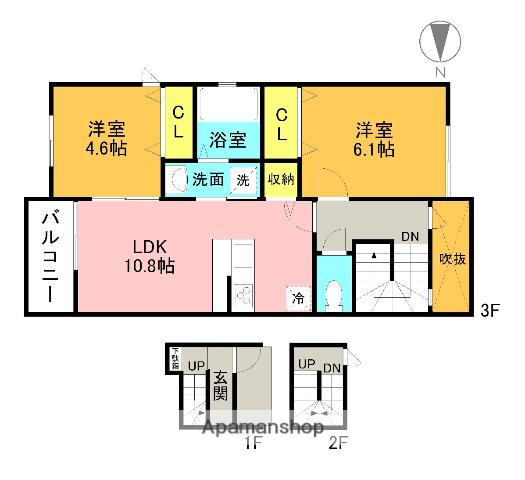 BENESTA久留米(2LDK/3階)の間取り写真
