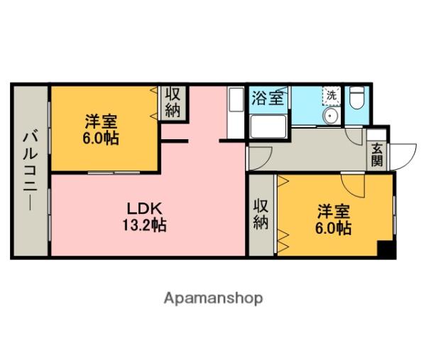 QM壱番館(2LDK/6階)の間取り写真