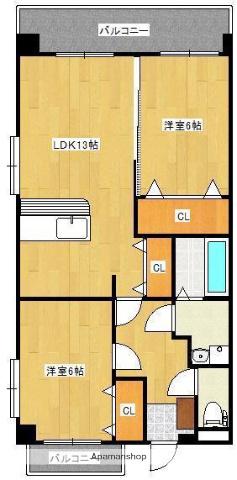 サンシャトー和賀(2LDK/2階)の間取り写真