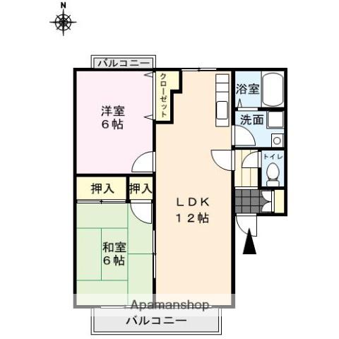 グリーンタウン津留崎(2LDK/2階)の間取り写真