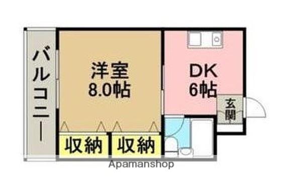 副島ビル(1DK/4階)の間取り写真