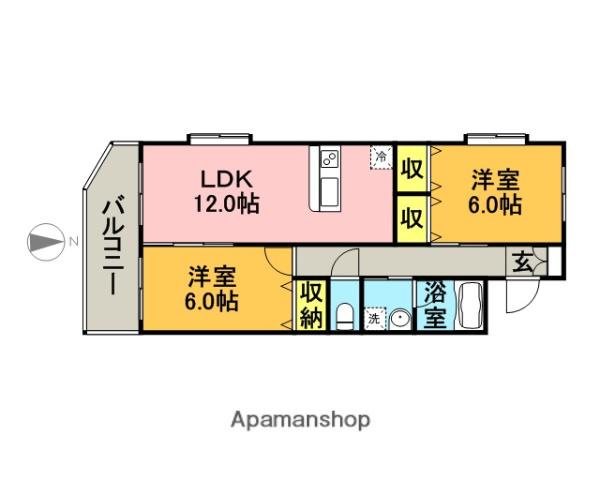 ファーストイン荒木(2LDK/2階)の間取り写真