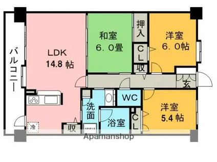 エバーライフネアシティー久留米弐番館(3LDK/10階)の間取り写真
