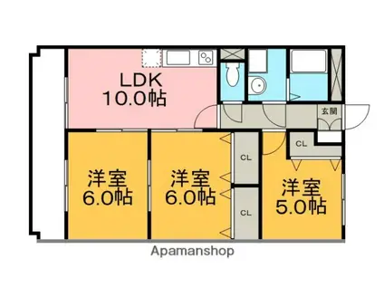 グラース蔵上参番館(3LDK/2階)の間取り写真