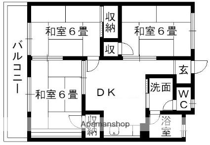 高木第2ビル(3DK/3階)の間取り写真
