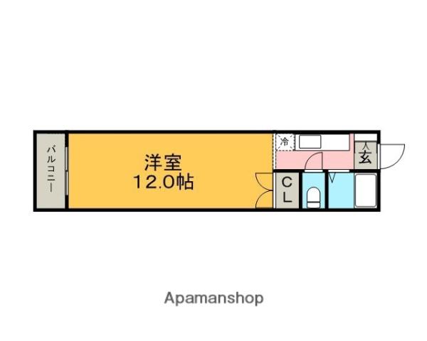 コンバーチブル(1K/2階)の間取り写真