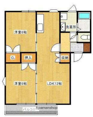 上津コーポ(2LDK/1階)の間取り写真