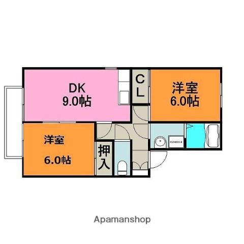 アークノアA・B棟(2DK/1階)の間取り写真