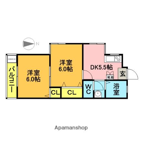 浜武シティビル(2DK/3階)の間取り写真