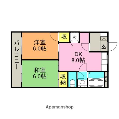 サンフィールド(2DK/1階)の間取り写真