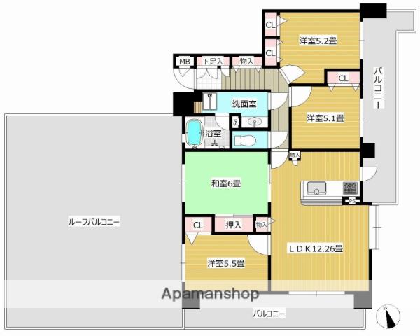アーバンパレス国分(4LDK/6階)の間取り写真