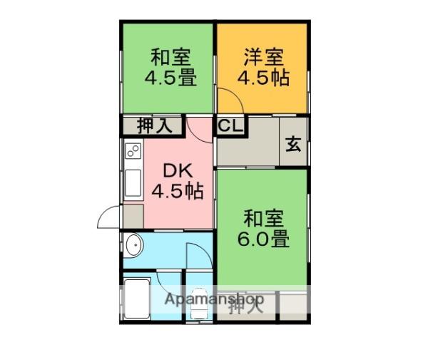鹿児島本線 久留米駅 バス乗車時間：7分 長門石農協前バス停で下車 徒歩3分 1階建 築50年(3DK)の間取り写真