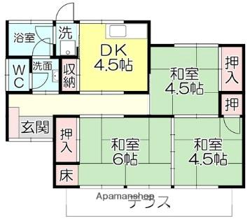 福岡県久留米市 1階建 築53年(3DK)の間取り写真