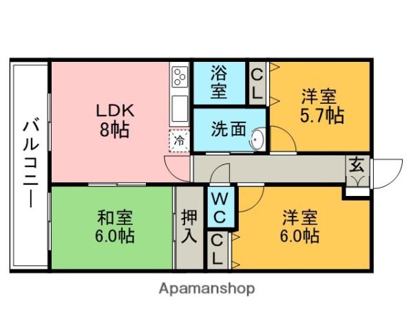 アークヒル久留米(3LDK/3階)の間取り写真