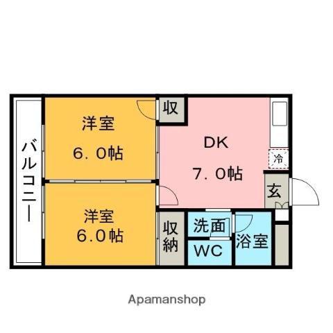 セリエ諏訪野(2DK/3階)の間取り写真