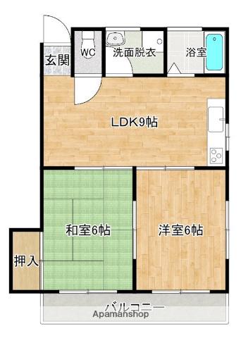 レッドハウス福益A・B棟(2DK/2階)の間取り写真