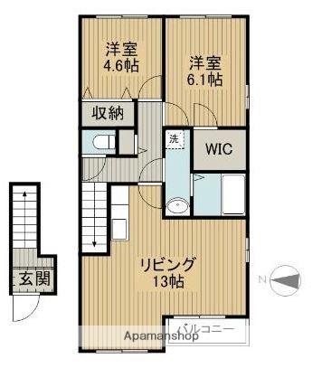 メルヴェーユ城島(2LDK/2階)の間取り写真