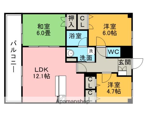 ライオンズマンションMAXIM櫛原(3LDK/6階)の間取り写真