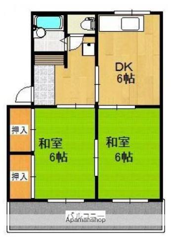 レジデンス宮本(2DK/2階)の間取り写真