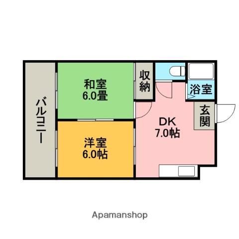 ロウタスビル(2DK/3階)の間取り写真