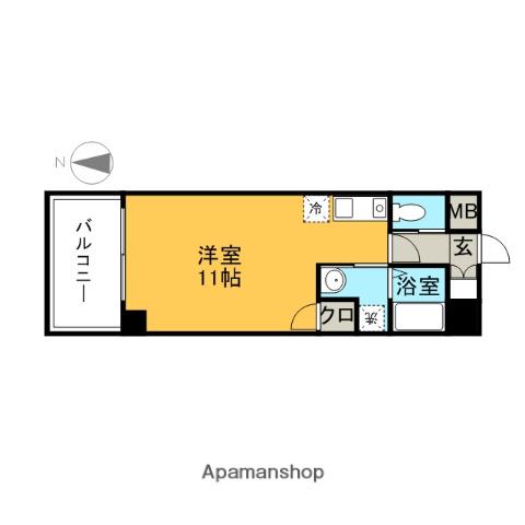 ヒルズ六ツ門(ワンルーム/3階)の間取り写真