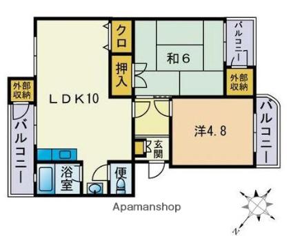 馬場ビル(2LDK/3階)の間取り写真