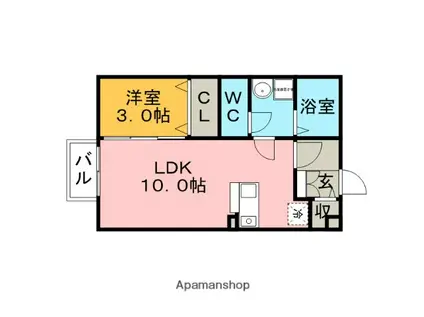 フラットカミツレ(1LDK/2階)の間取り写真