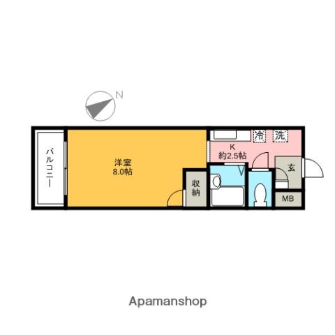 江崎ガーデンビル(ワンルーム/4階)の間取り写真