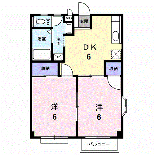 セピアハイツアラキC(2DK/2階)の間取り写真