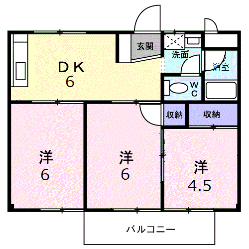 今村ハイツ(3DK/2階)の間取り写真