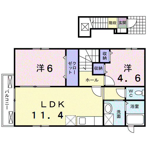キャトルフォイル(2LDK/2階)の間取り写真