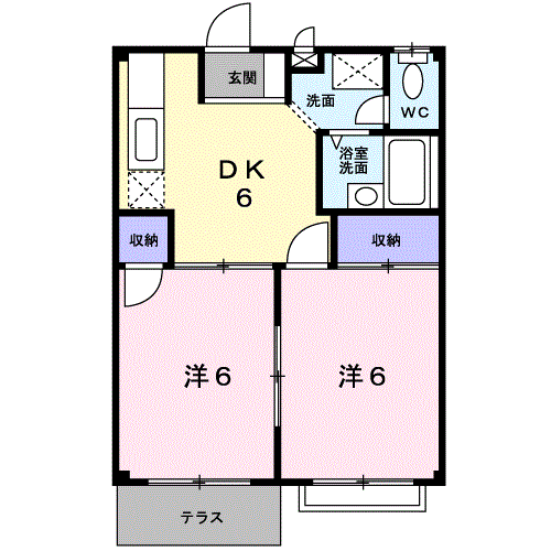 セピアハイツアラキA(2DK/1階)の間取り写真