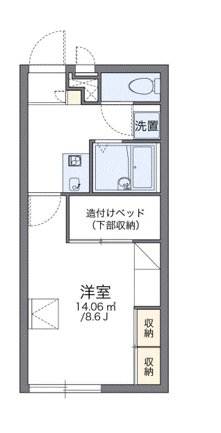 レオパレス湯ノ尻(1K/1階)の間取り写真