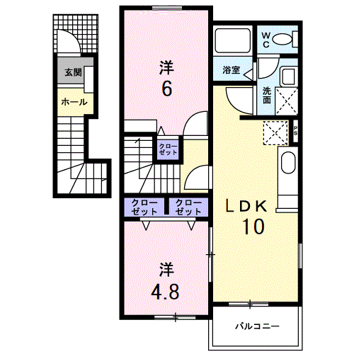 ドゥファミリー(2LDK/2階)の間取り写真