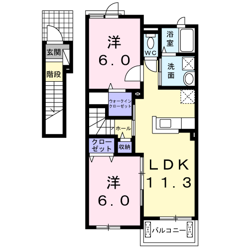 アレーズ D(2LDK/2階)の間取り写真