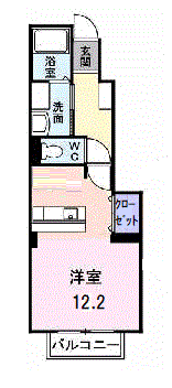 カームミナミⅡ(ワンルーム/1階)の間取り写真