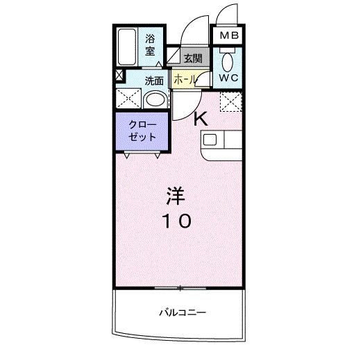 ラ フローラ(1K/2階)の間取り写真