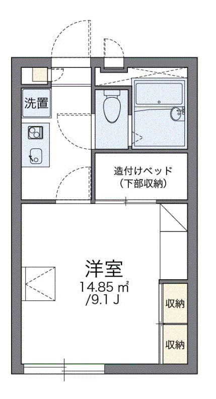 レオパレス長門石(1K/2階)の間取り写真