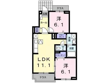 アーバンリーム弐番館(2LDK/1階)の間取り写真