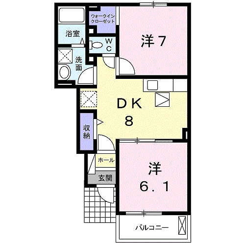 ロータスブリーゼⅡ(2DK/1階)の間取り写真