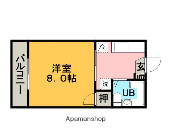 ピュア西新ABCD棟(1K/2階)の間取り写真