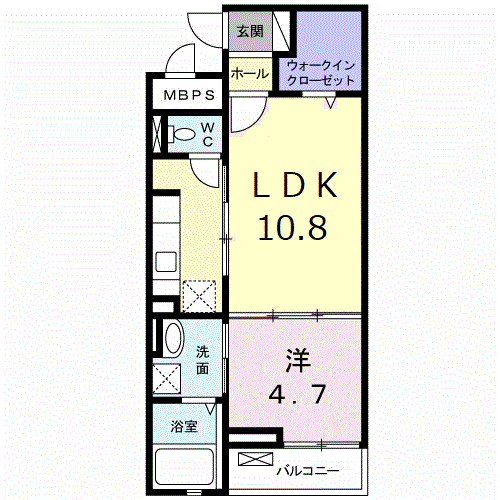 クレメントウエストクルメ(1LDK/2階)の間取り写真