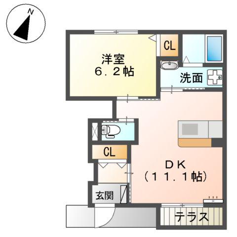 シャン・ドゥ・ポワロ(1LDK/1階)の間取り写真