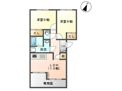 リバティ1(2LDK/1階)の間取り写真