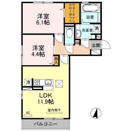 SAKURAⅡ(2LDK/1階)の間取り写真