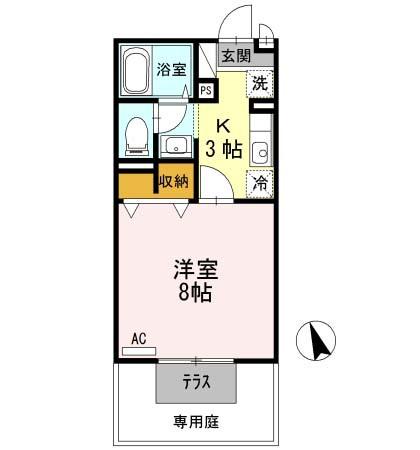 マーサ・ジュネス(1K/1階)の間取り写真