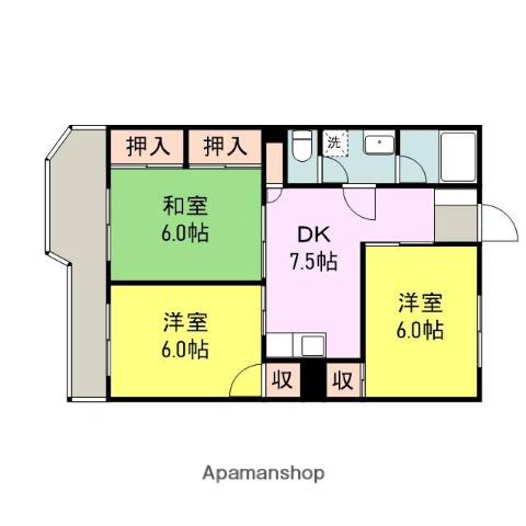 レジデンス花畑南(3DK/3階)の間取り写真