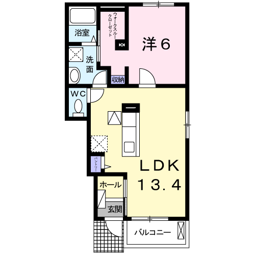 MAISON SATSUKI(1LDK/1階)の間取り写真